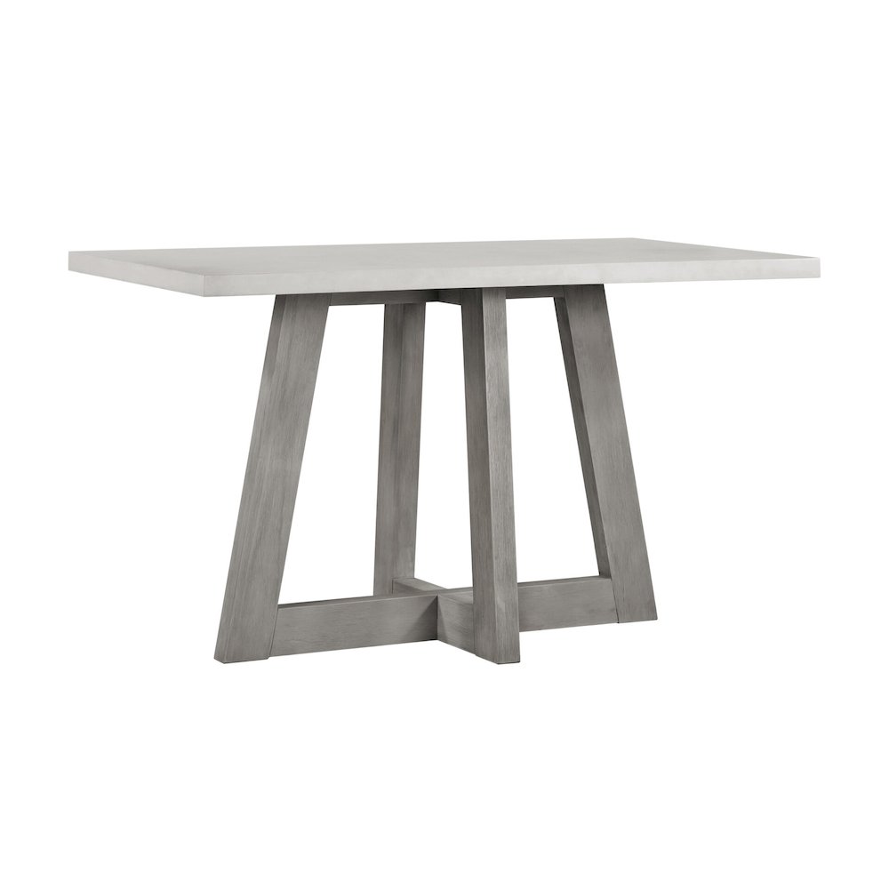 Rectangular Grey Concrete Top Bar Table With Brushed Acacia Base 59X35.5X35.5. Picture 1