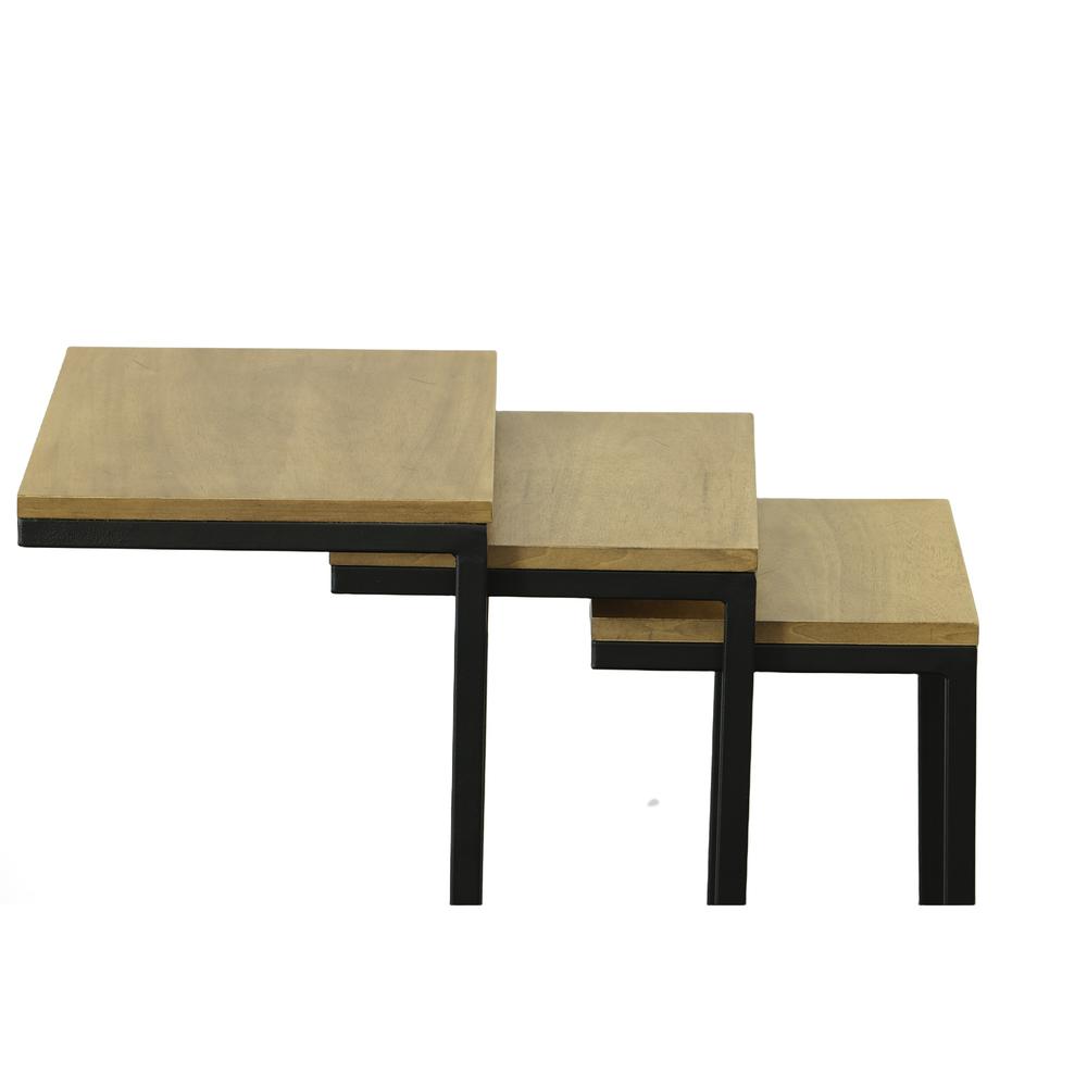 Addison Nesting Table Set - Harvest Oak Top - Aged Iron Base. Picture 2