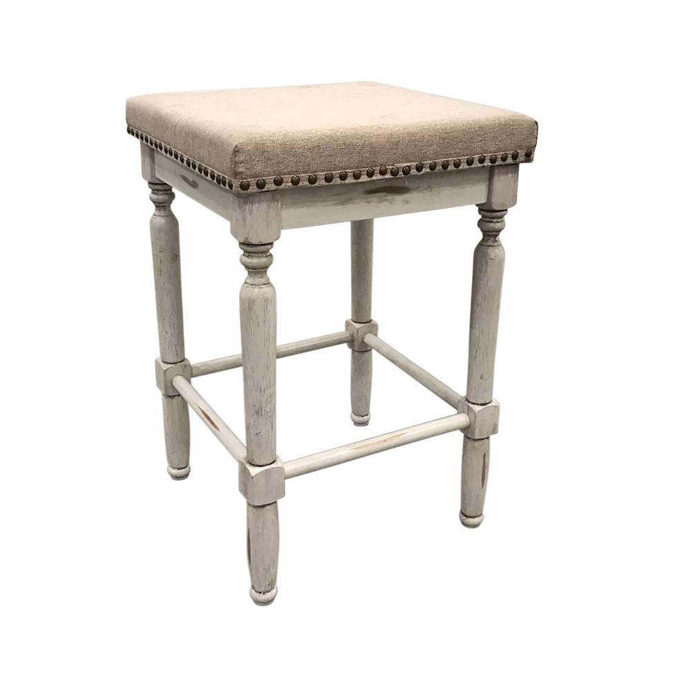 Biltmore Saddle Barstool - Set of 2 - Sand - Beige Upholstery. Picture 1