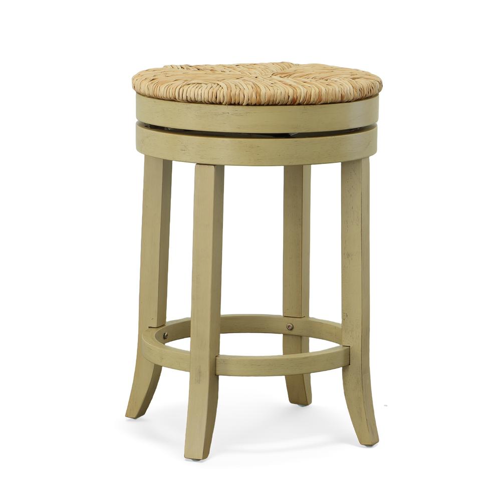 Irving 24" Swivel Rush Seat Counter Stool - Weathered Gray. Picture 1