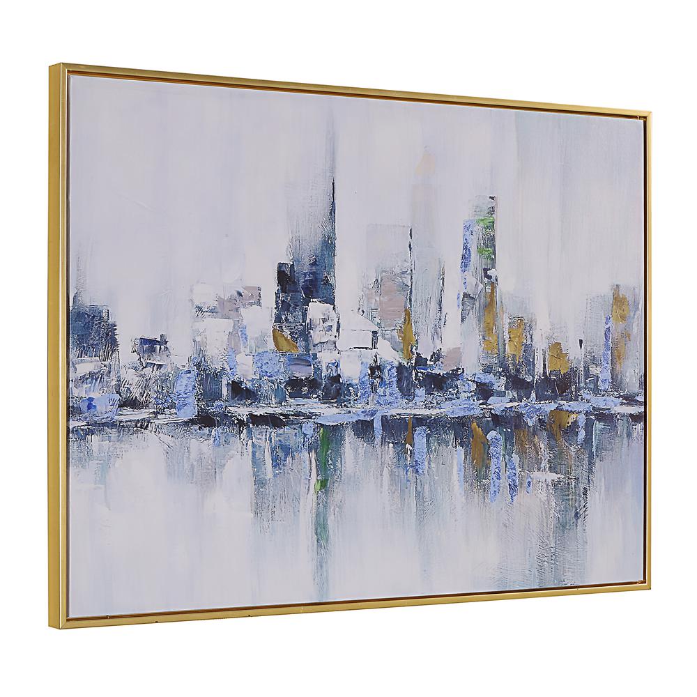 Cityscape Abstract Wall Art - Gold Frame - Large. Picture 1