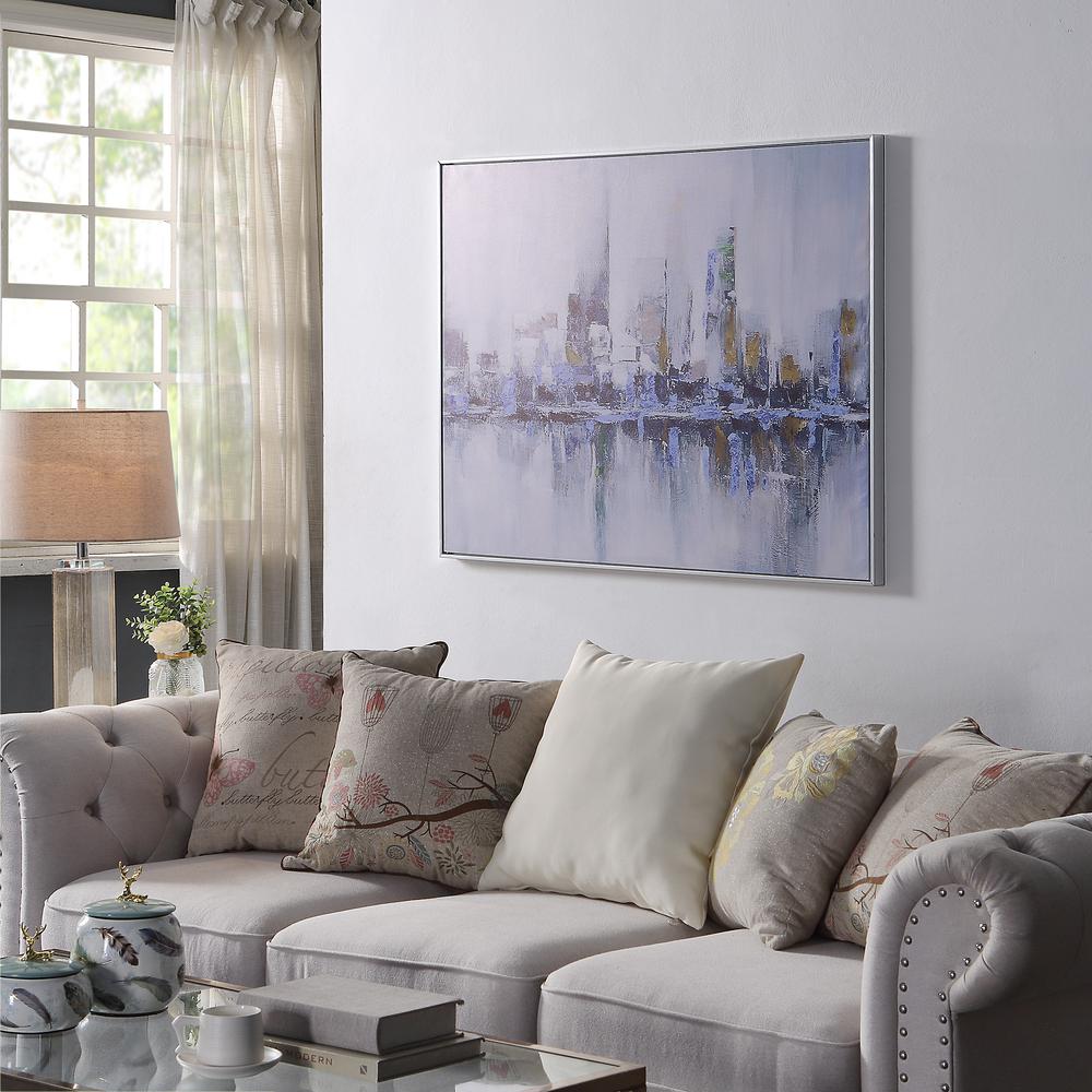 Cityscape Abstract Wall Art - Silver Frame - Large. Picture 4