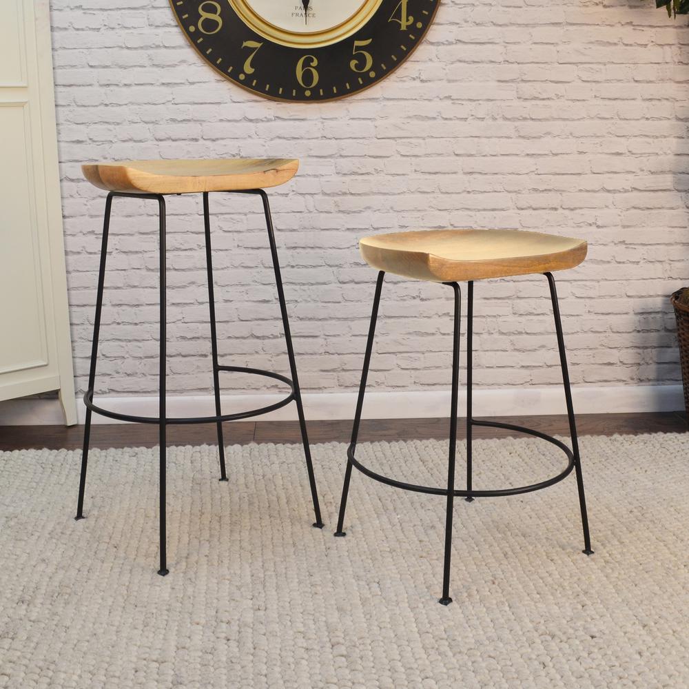 Diya 24.5" Counter Stool - Set of 2 - Natural Seat - Black Base. Picture 8