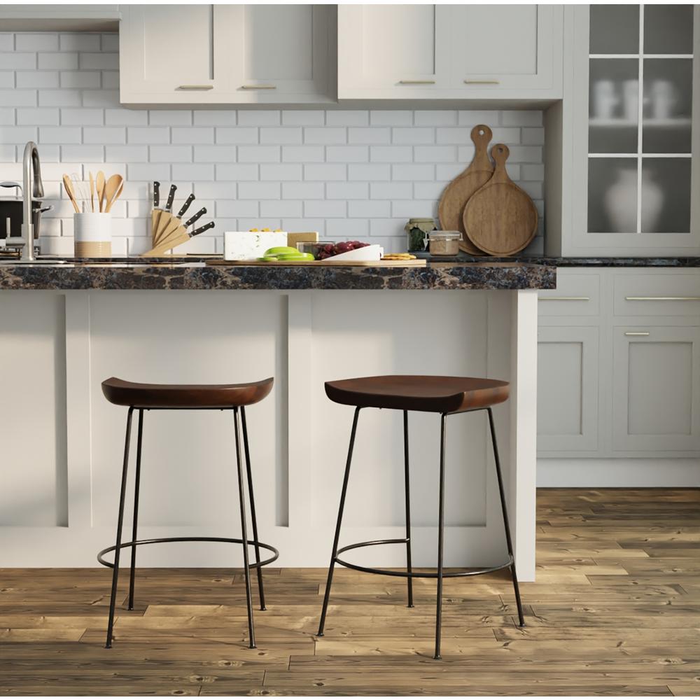 Diya 24.5" Counter Stool - Set of 2 - Chestnut Seat - Black Base. Picture 10