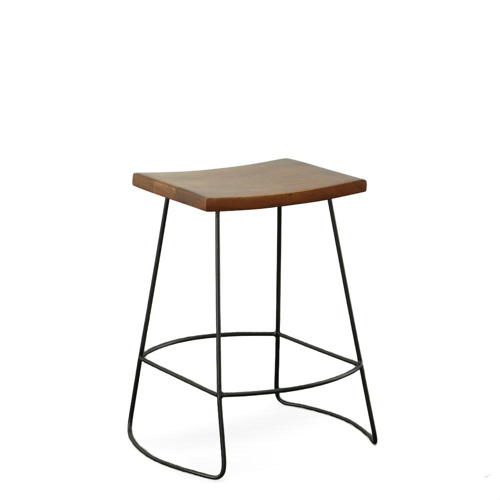 Reece 25" Saddle Seat Counter Stool - Set of 2 - Chestnut/Black. Picture 2