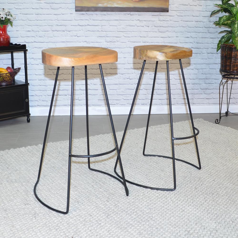Saga 31" Barstool - Set of 2 - Natural Seat - Black Base. Picture 7