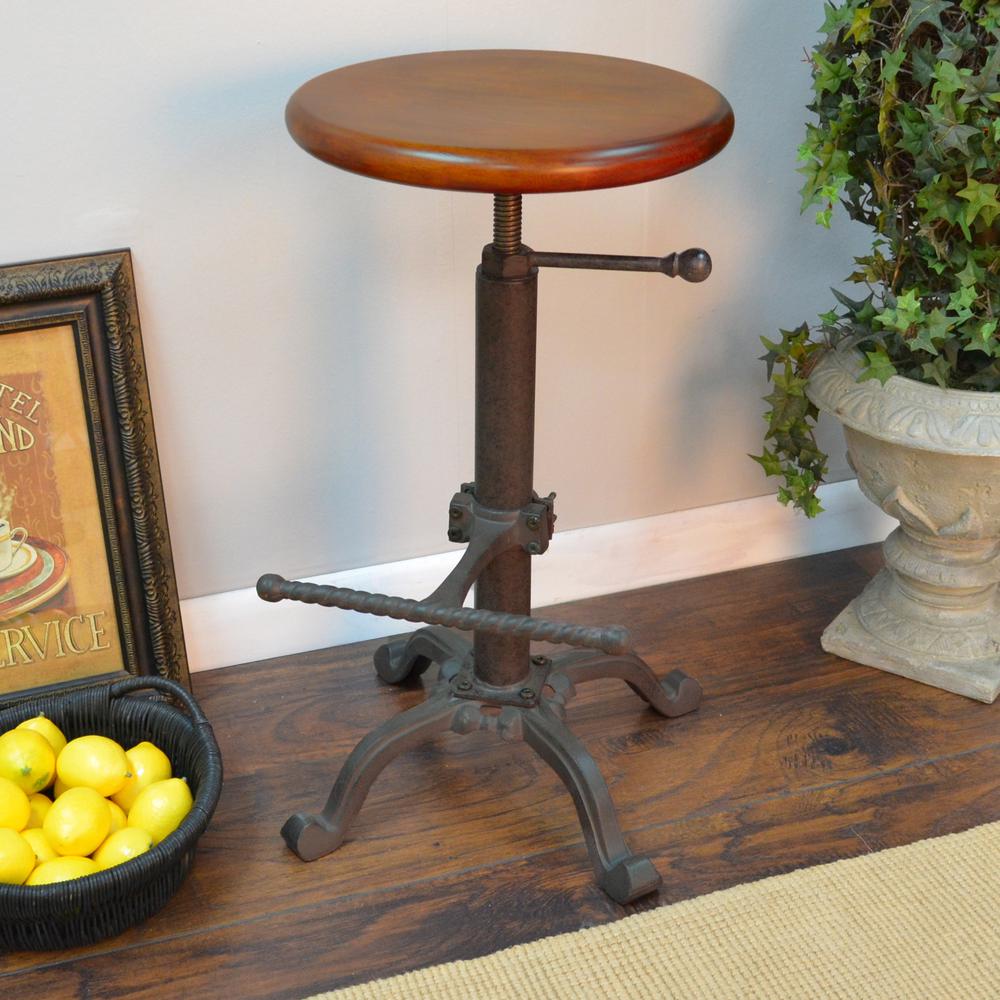 Justin Adjustable Barstool - Chestnut Seat - Industrial Base. Picture 7