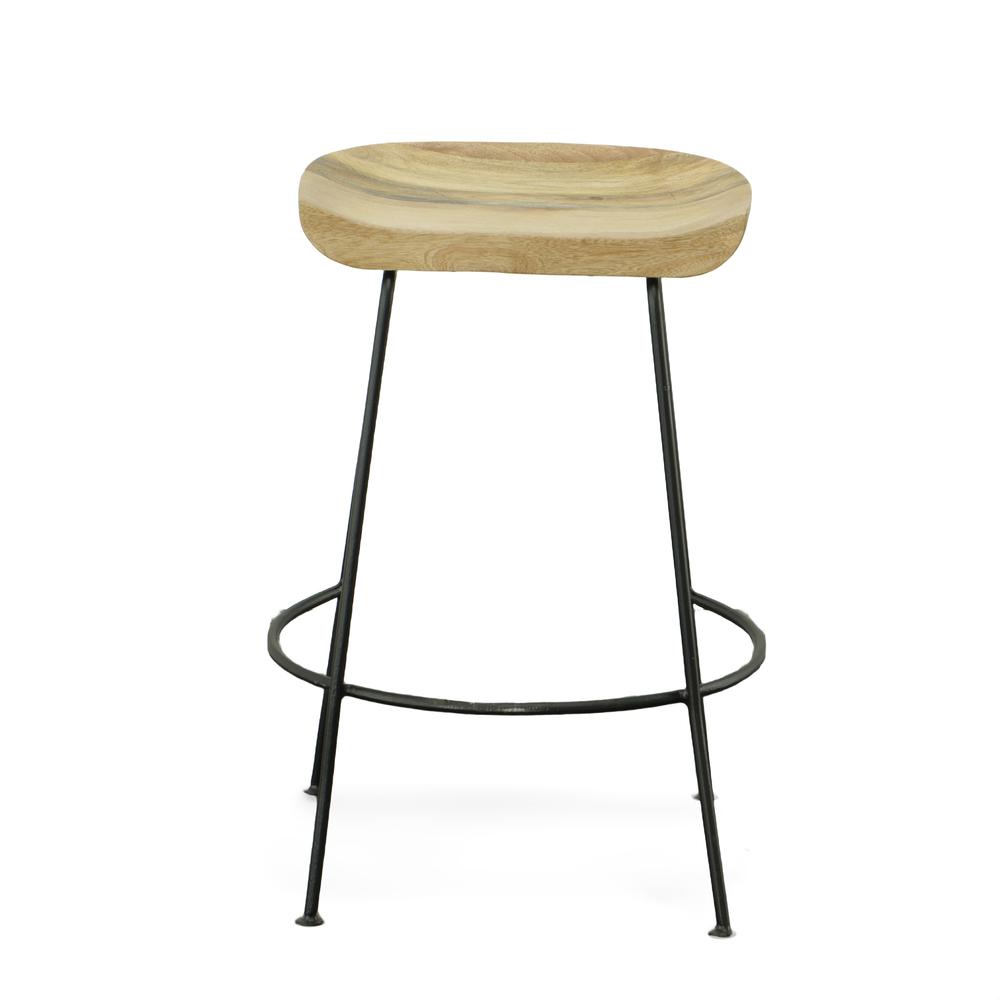 Diya 24.5" Counter Stool - Set of 2 - Natural Seat - Black Base. Picture 2