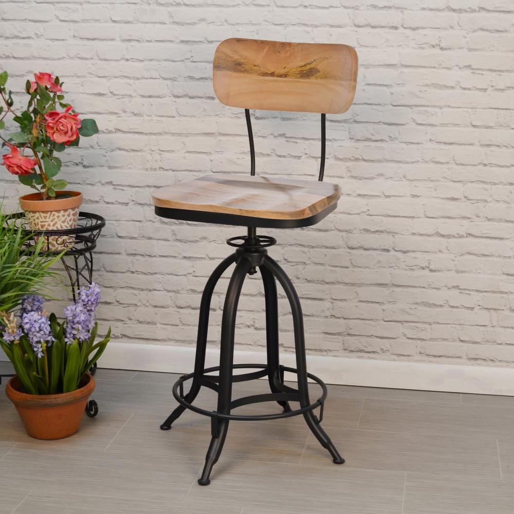 Mason Adjustable Barstool - Natural Seat - Black Base. Picture 7