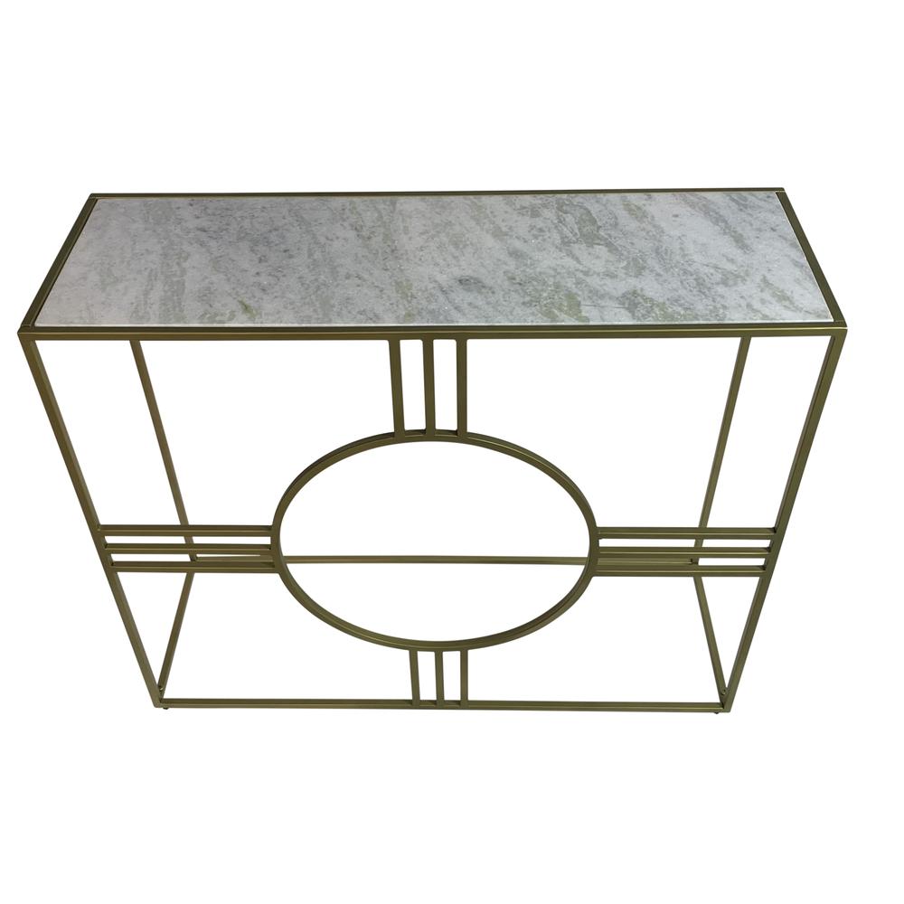 Marshall Console Table - White Marble - Antique Gold. Picture 5