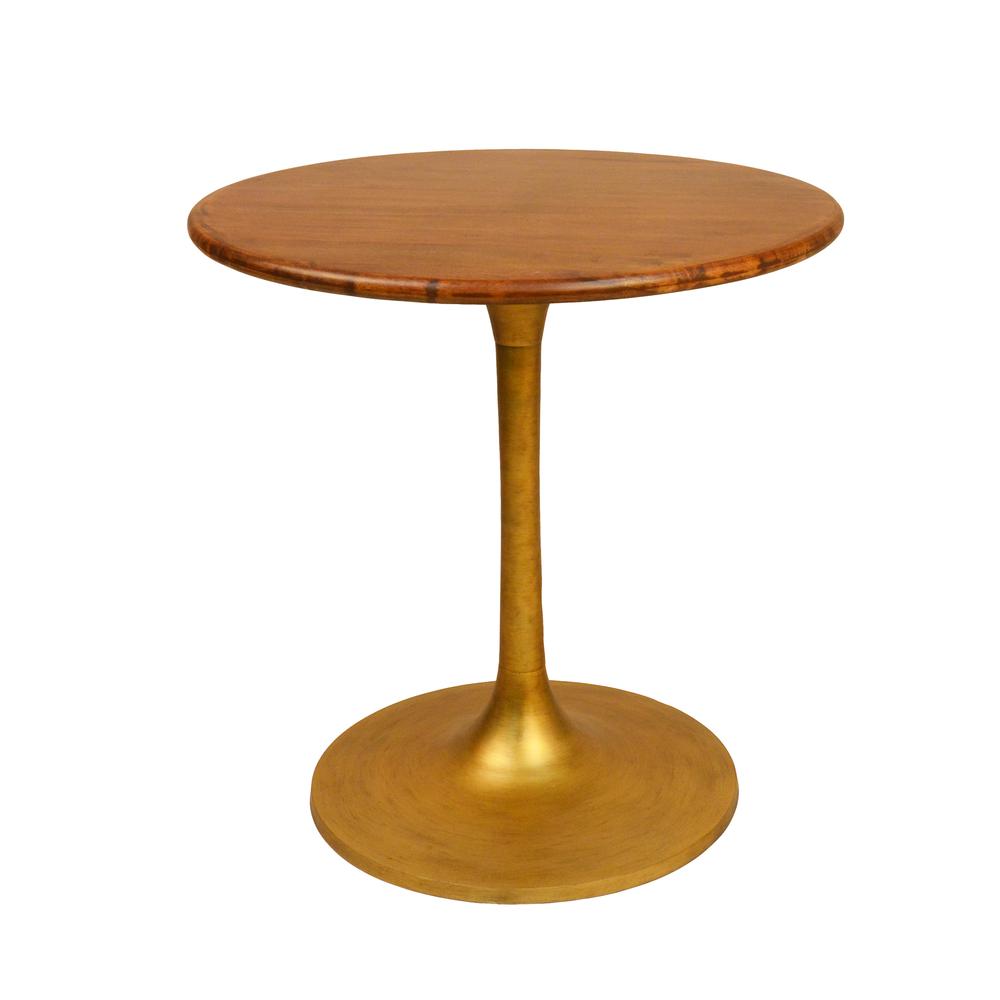 Alden Wood Top 30" Round Dining Table - Elm/Antique Gold. Picture 1