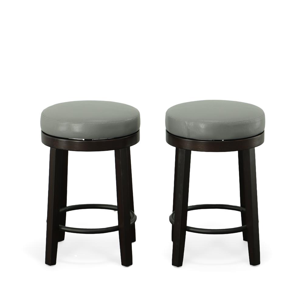 Era Swivel 24" Counter Stool - Set of 2 - Gray/Espresso. Picture 1