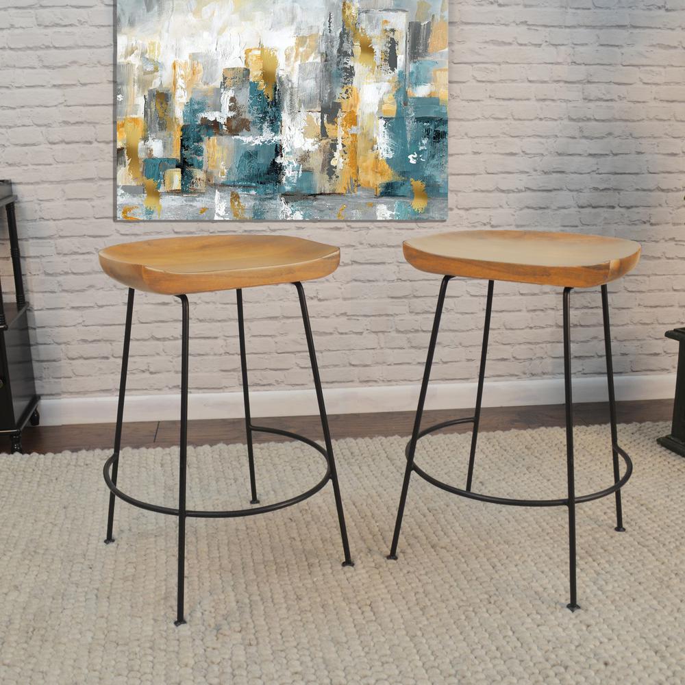 Diya 24.5" Counter Stool - Set of 2 - Natural Seat - Black Base. Picture 7