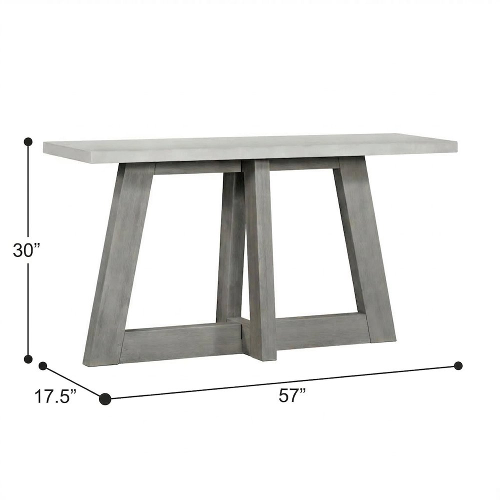 Grey Console Table With White Concrete Top And Wood Base 57In. Picture 5