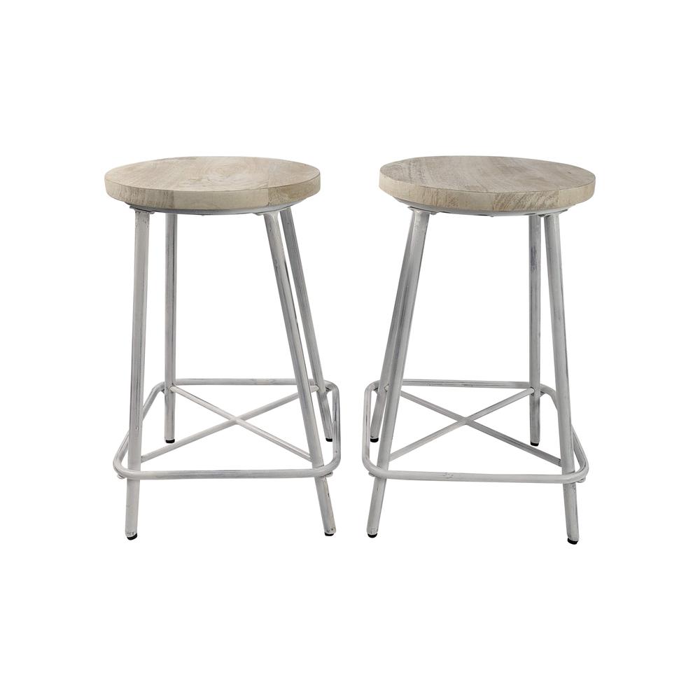 Illona 24" Counter Stool - Set of 2 - Whitewash. Picture 2