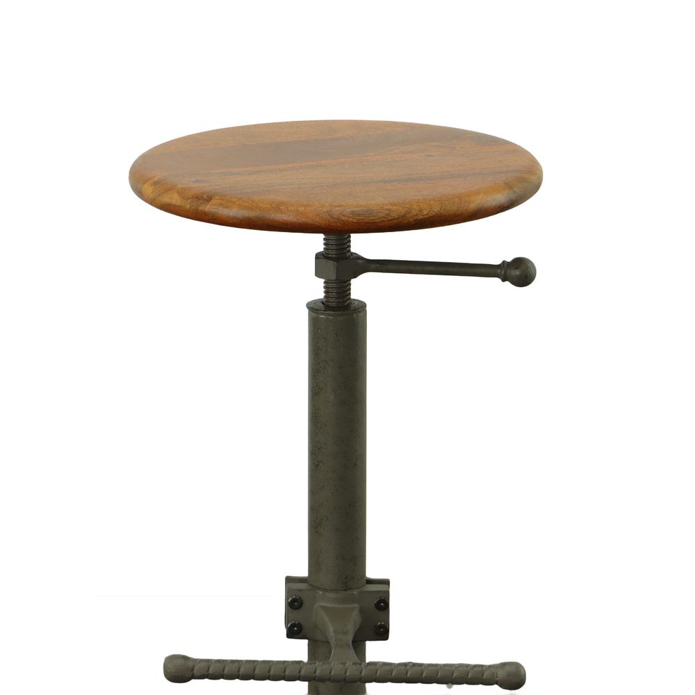 Justin Adjustable Barstool - Chestnut Seat - Industrial Base. Picture 4