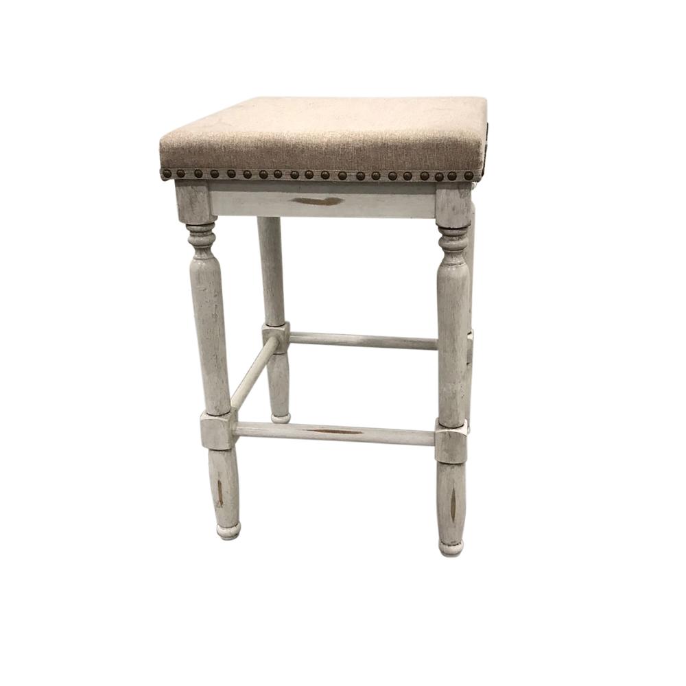Biltmore Saddle Barstool - Set of 2 - Sand - Beige Upholstery. Picture 3