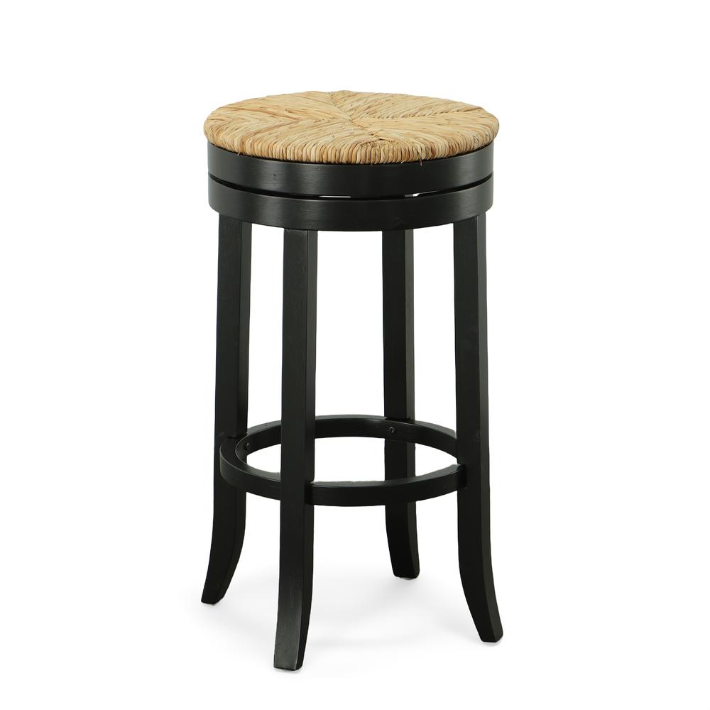 Irving 30" Swivel Rush Seat Barstool - Antique Black. Picture 1