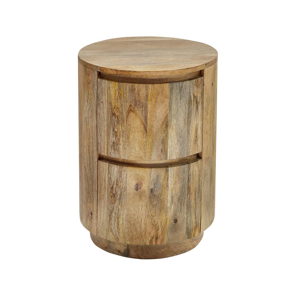 Kingston 2-Drawer 18" Round Nightstand - Natural. Picture 2