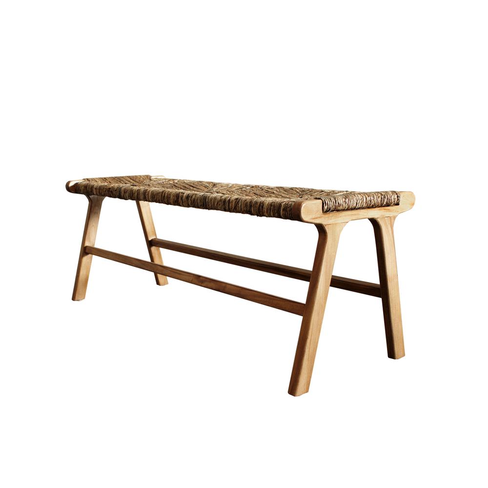 Karson 48" Banana Weave Bench - Caramel - Natural. Picture 1