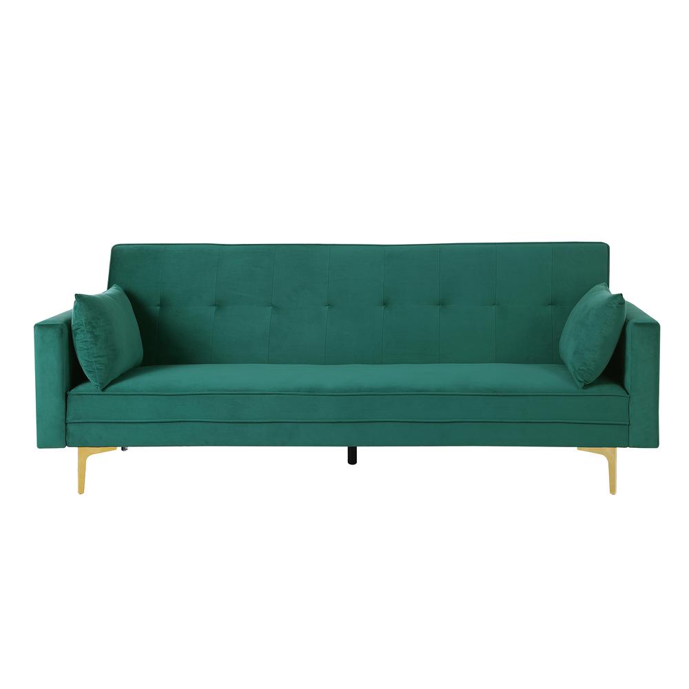 Siena Velvet Convertible Sleeper Sofa - Emerald Green. Picture 1