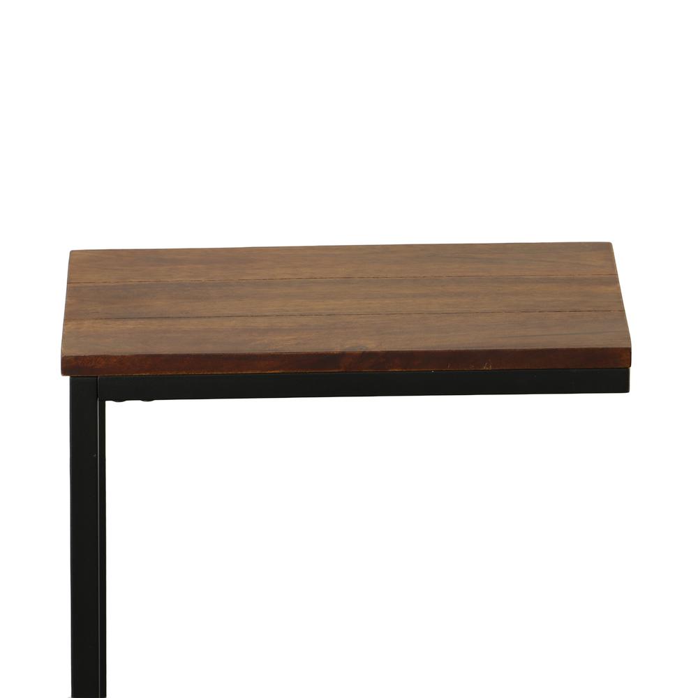Aggie C-Form Accent Table - Chestnut Top - Black Base. Picture 5