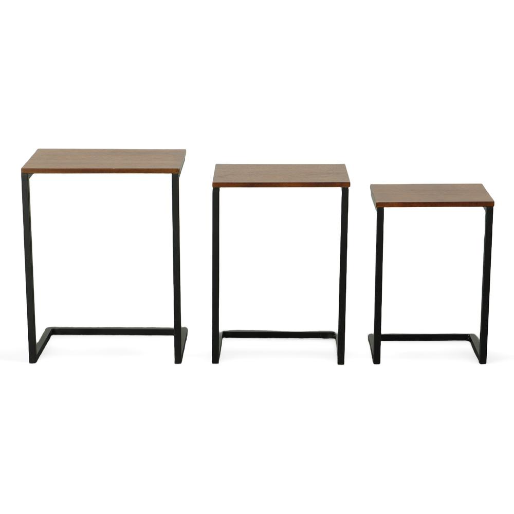 Addison Nesting Table Set - Chestnut Top - Black Base. Picture 4