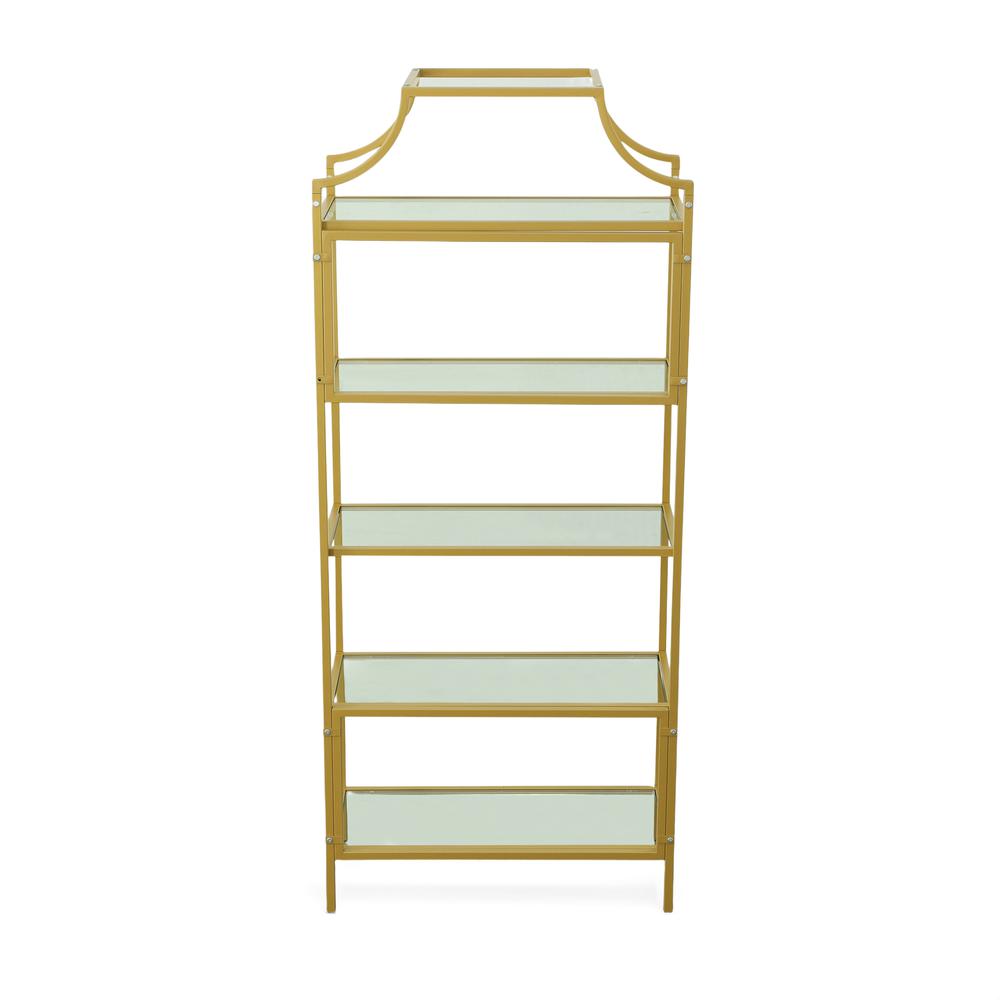 Palmer 5-Tier Glass Shelf Bookcase - Gold. Picture 2