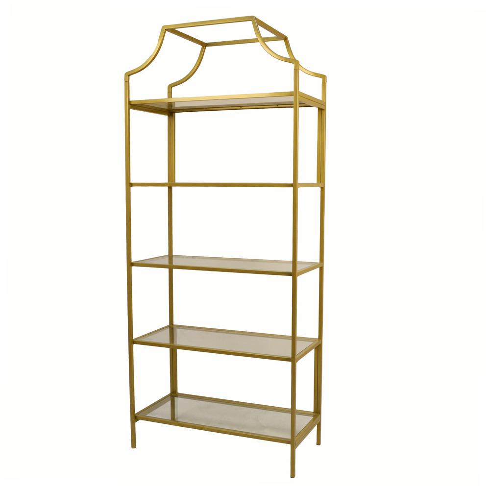 Palmer 5-Tier Glass Shelf Bookcase - Gold. Picture 3