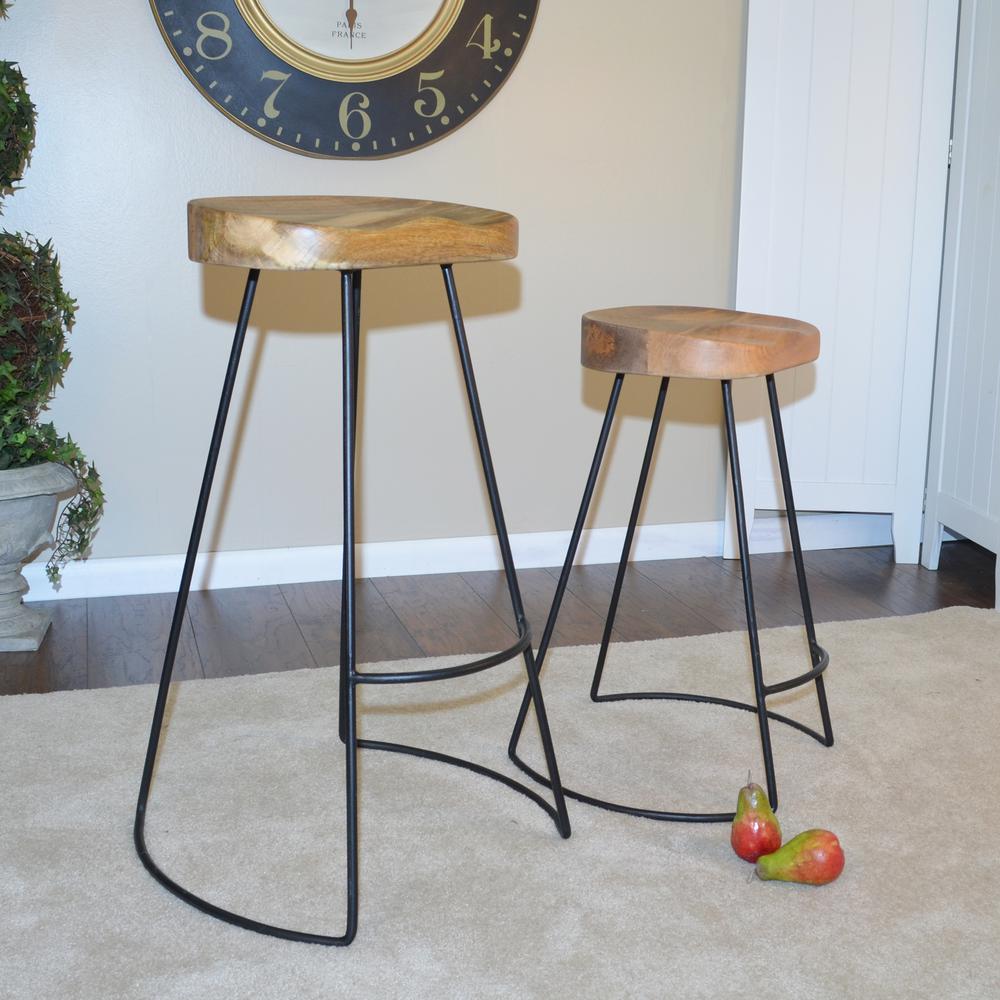 Saga 25" Counter Stool - Set of 2 - Natural Seat - Black Base. Picture 7