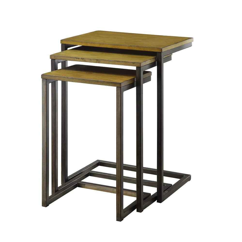 Addison Nesting Table Set - Harvest Oak Top - Aged Iron Base. Picture 7