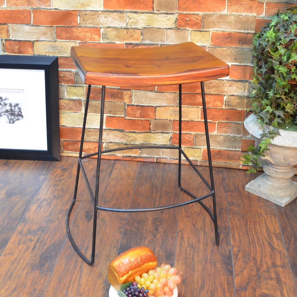 Reece 25" Saddle Seat Counter Stool - Set of 2 - Chestnut/Black. Picture 6