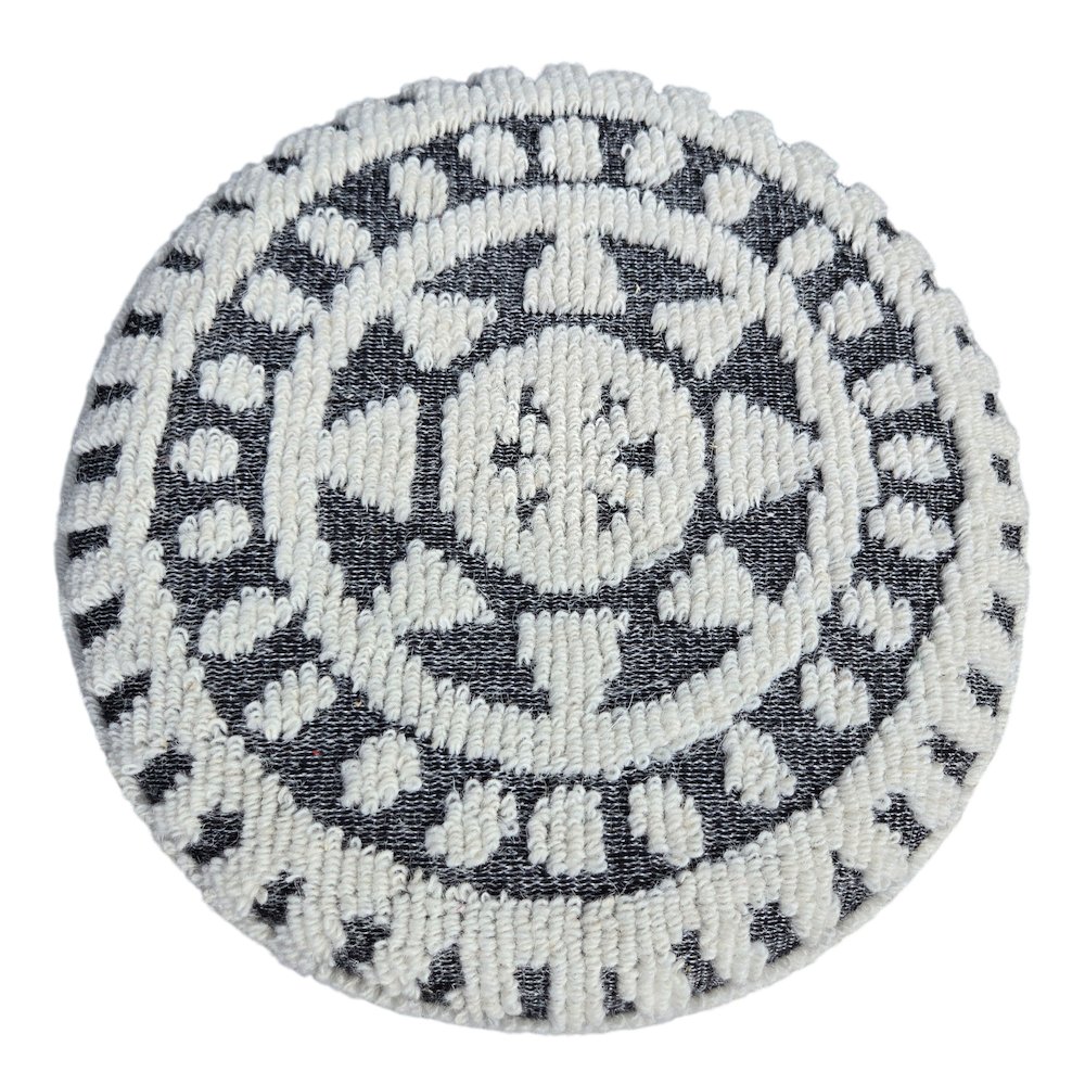 Handwoven Fabric Storage Ottoman - Multi-Purpose Foot Rest Gray. Picture 7
