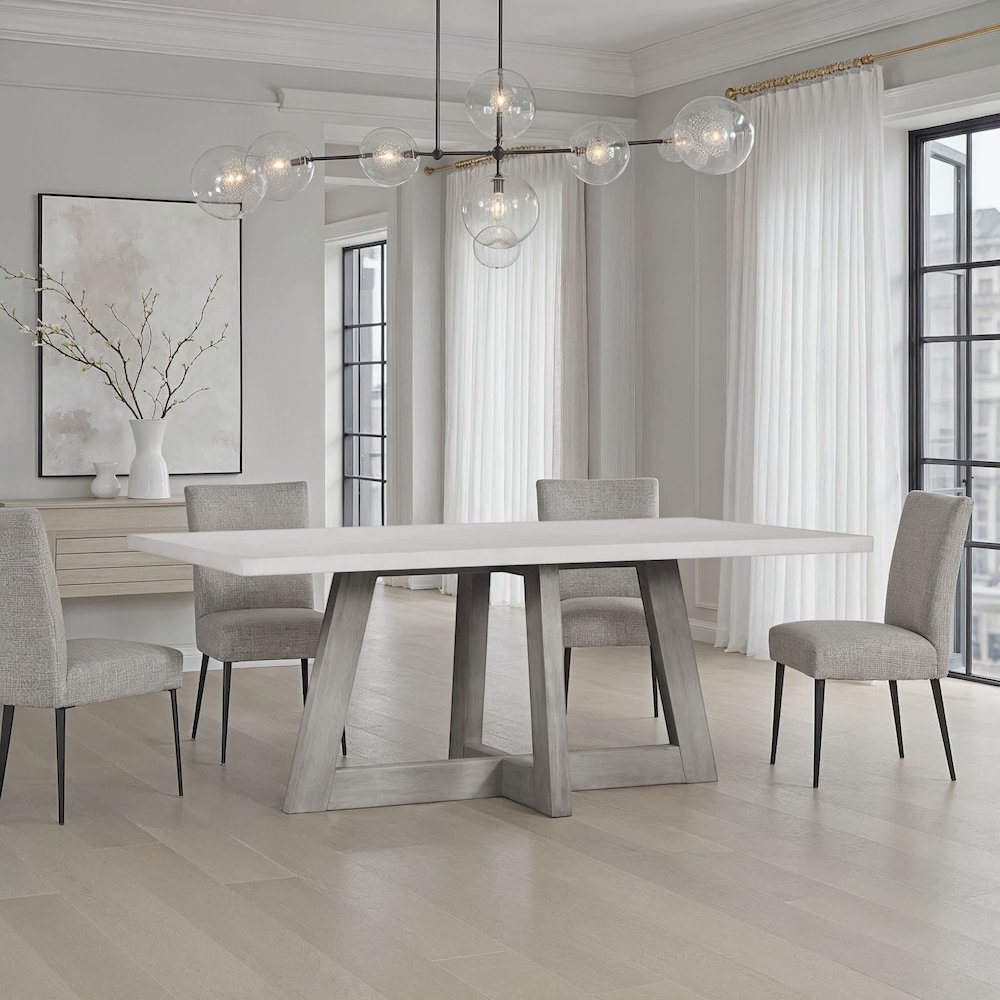 Largo Dining Table With Concrete Top In Grey, 75X39.5X30 Inches. Picture 3