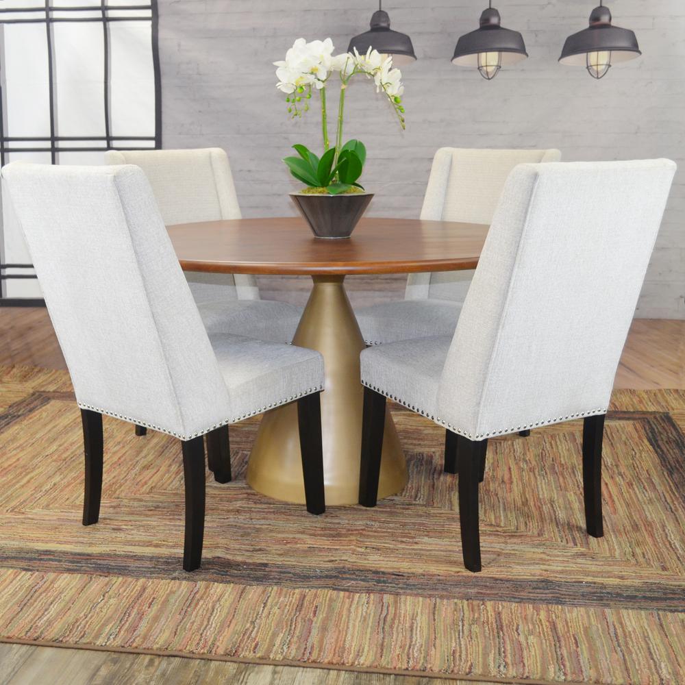 Gio 54" Pedestal Dining Table - Elm/Gold. Picture 6