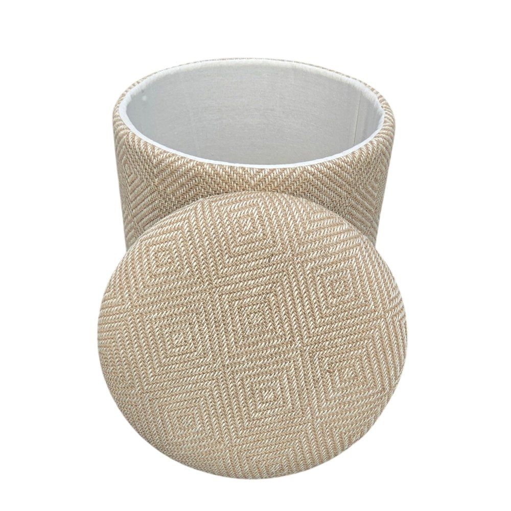 Handwoven Fabric Storage Ottoman - Multi-Purpose Foot Rest Natural. Picture 5