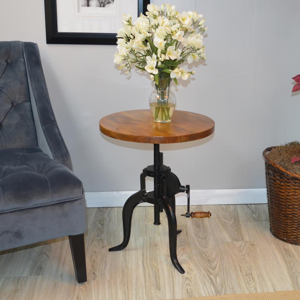 Regan Adjustable Accent Table - Chestnut Top - Black Base. Picture 7