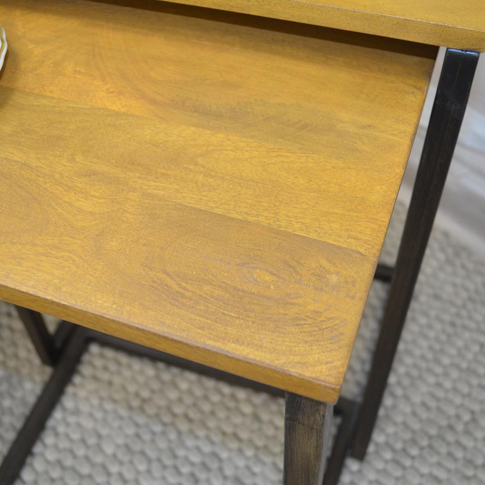 Addison Nesting Table Set - Harvest Oak Top - Aged Iron Base. Picture 12