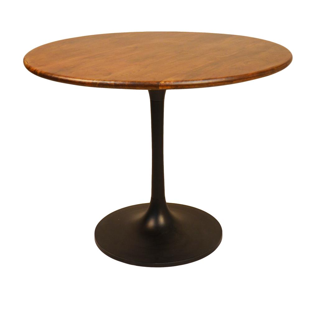 Alden Wood Top 40" Round Dining Table - Elm/Black. Picture 2