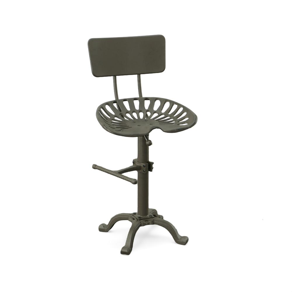 August Tractor Seat Barstool with Back - Industrial. Picture 3