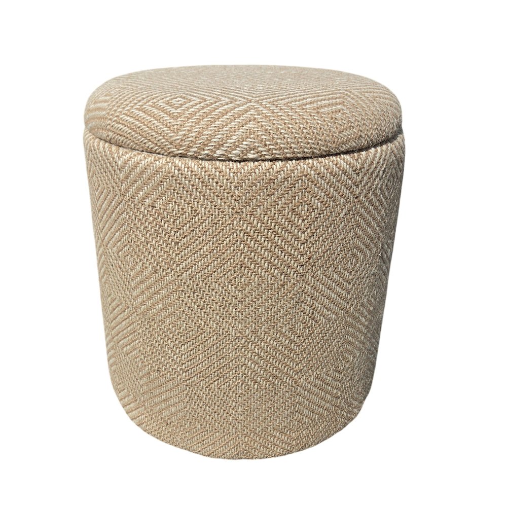 Handwoven Fabric Storage Ottoman - Multi-Purpose Foot Rest Natural. Picture 1