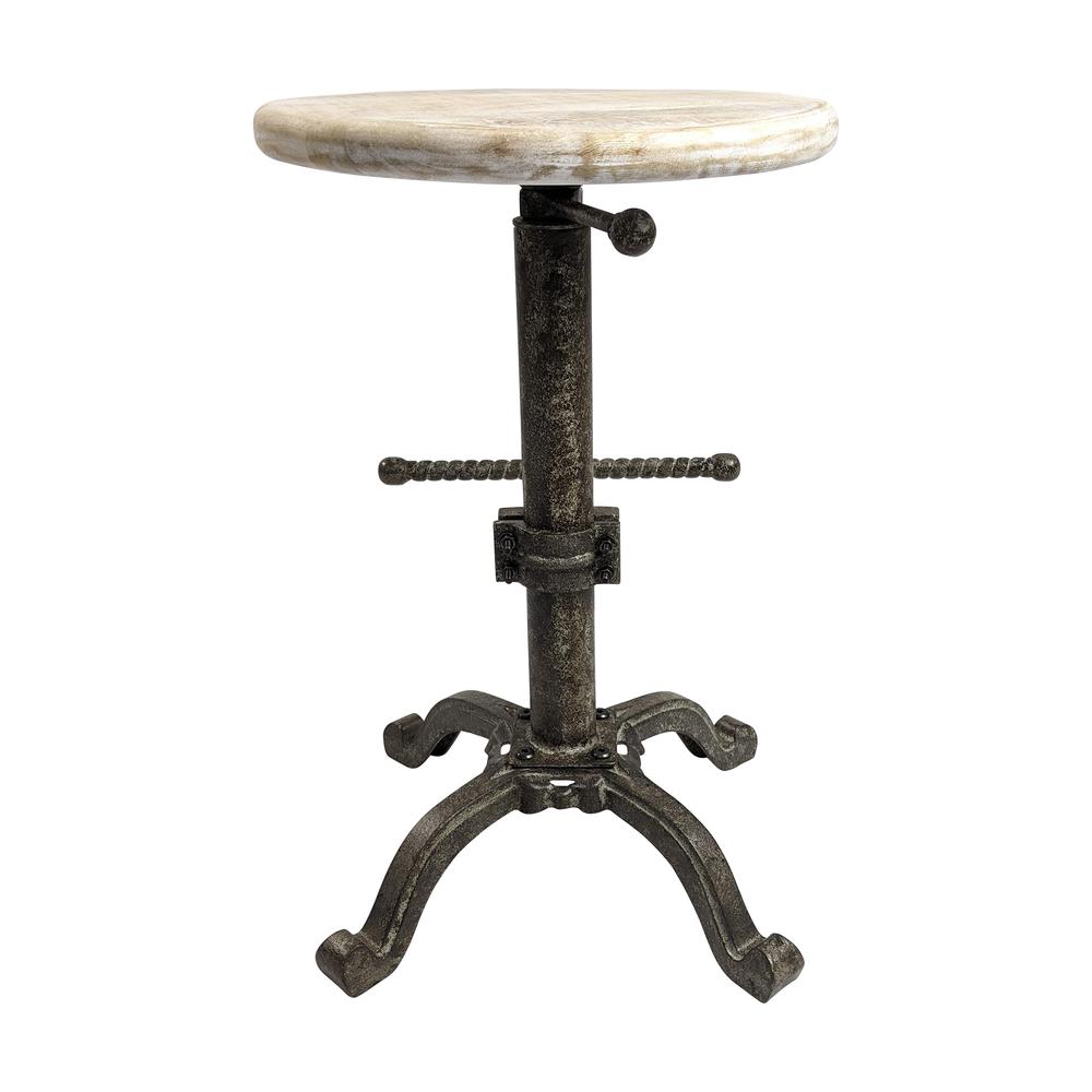 Justin Adjustable Barstool - Natural Driftwood Seat - Aged Iron Base. Picture 2