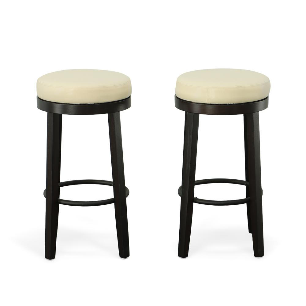 Era Swivel 30" Barstool - Set of 2 - Cream/Espresso. Picture 1