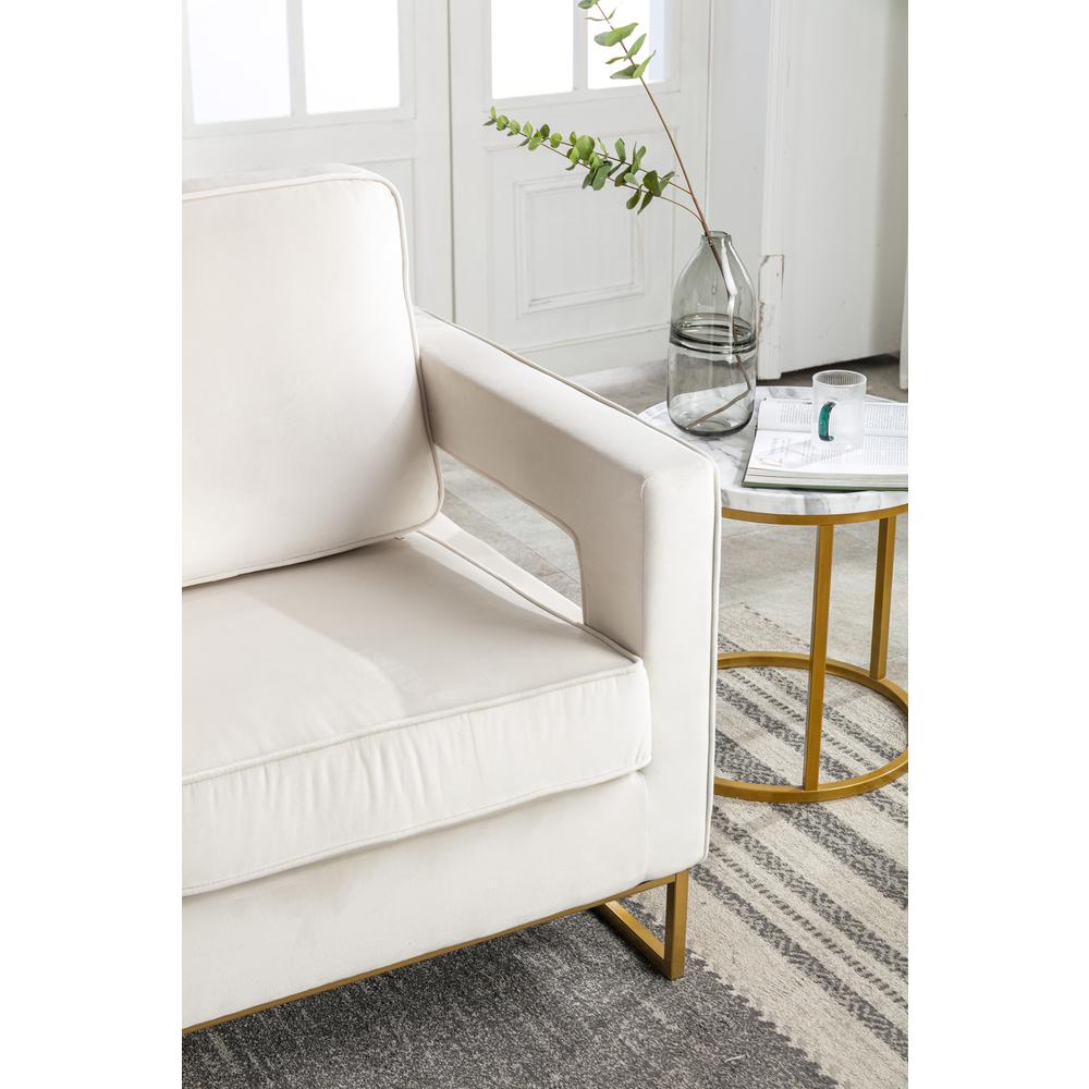 Adadon Velvet Upholstered Armchair - Cream. Picture 9