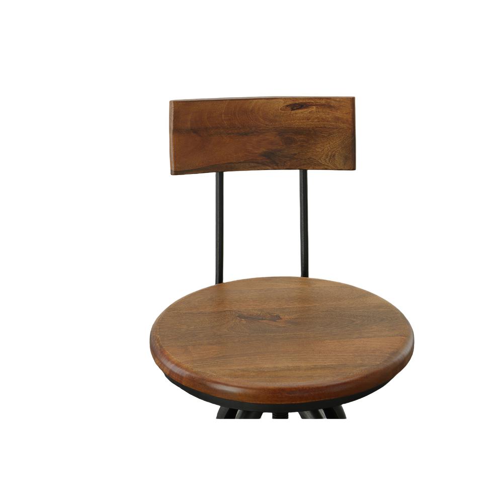 Ryder Adjustable Barstool with Back - Chestnut Seat - Black Base. Picture 3