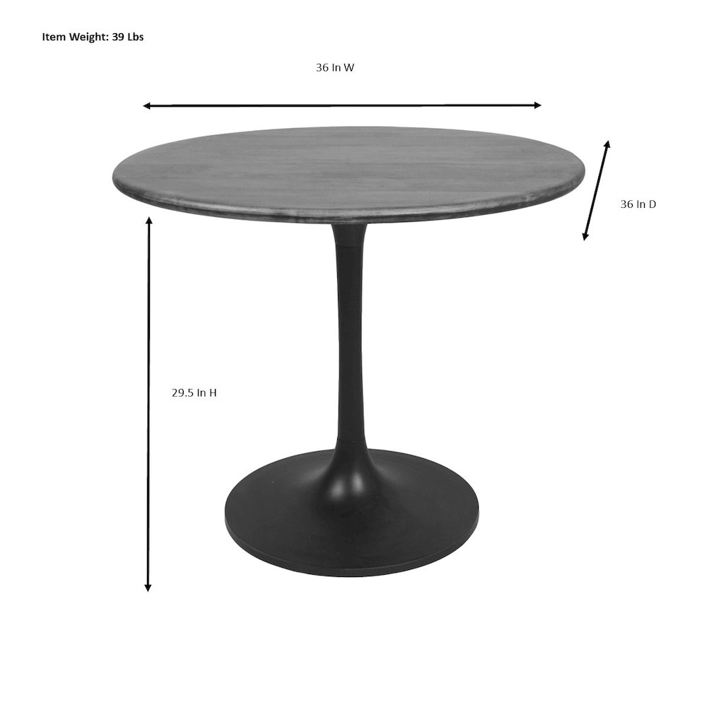 Alden Wood Top 36" Round Dining Table and 4 Laurant Upholstered Dining Chairs. Picture 13