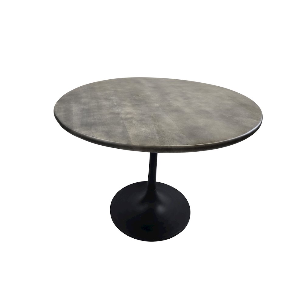 Alden Wood Top 36" Round Dining Table - Fog Gray Top - Black Base. Picture 3