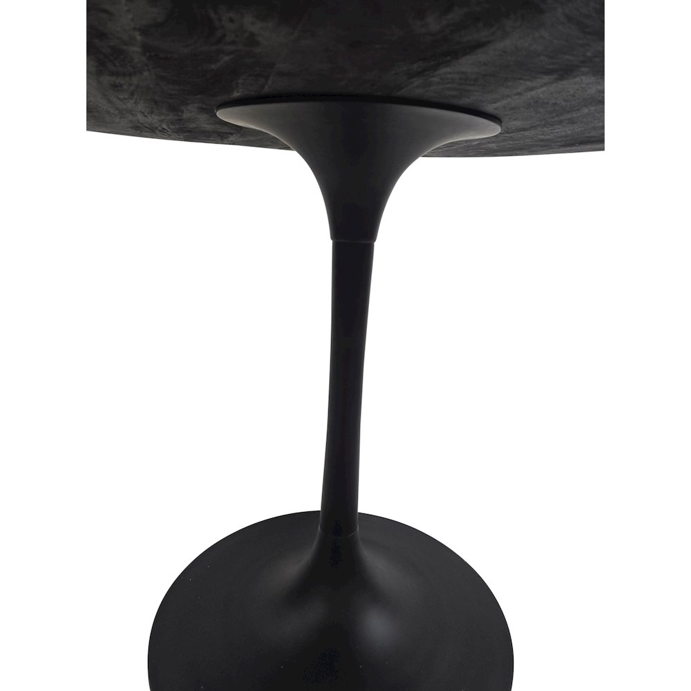 Alden Wood Top 36" Round Dining Table - Fog Gray Top - Black Base. Picture 7