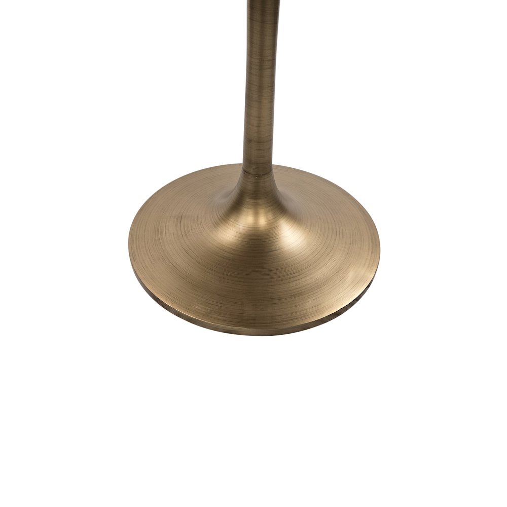 Alden Wood Top 36" Round Dining Table - Fog Gray Top - Antique Gold Base. Picture 4