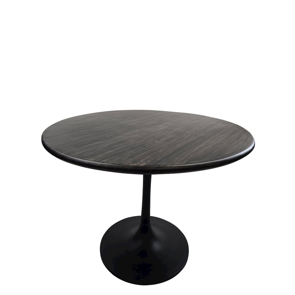 Alden Wood Top 36" Round Dining Table - Warm Black Top - Black Base. Picture 2